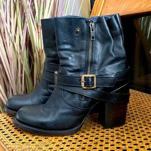FREEBIRD by Steven “Bama” Boot Black Sz 8 Distressed Leather Removable Strap